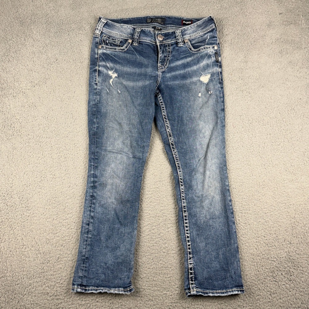 Silver Jeans Co Capri Jeans Womens 30x23 Suki Blue Straight Super Stretch Denim
